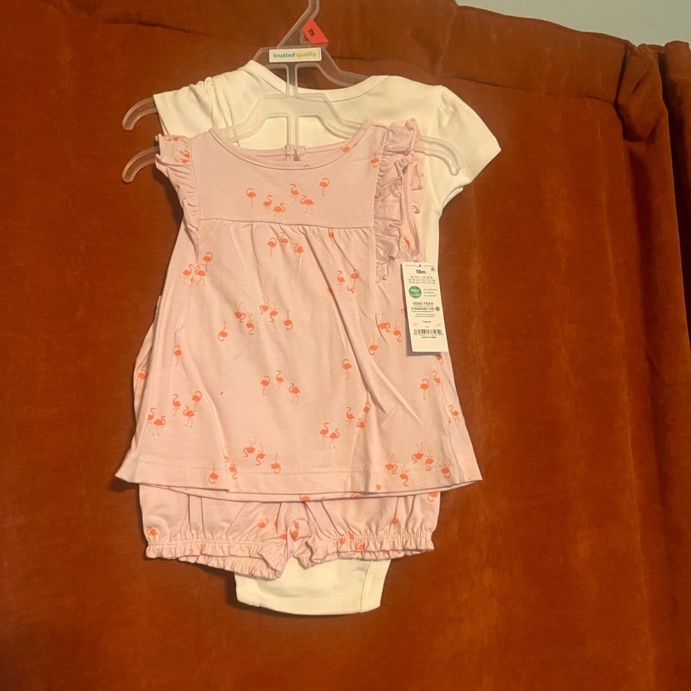Carter's Pink and White Flamingo Outfit
